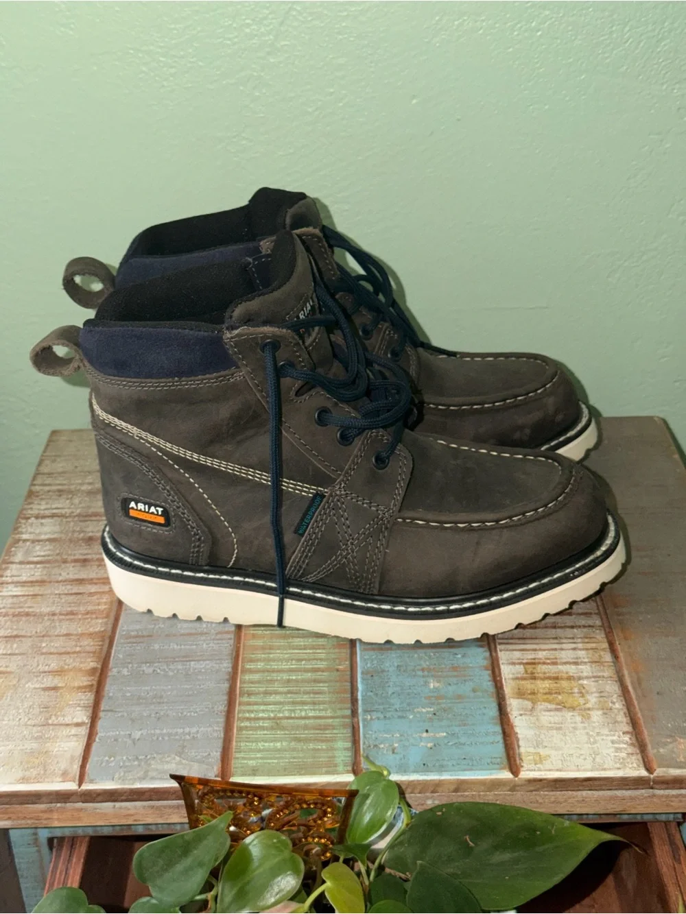 Ariat Grey Work Boots with White Sole - Women’s Lace-Up